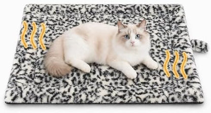 Self Warming Cat Bed, Thick Quiet Non-Electric Mat, 22 x 18 In, Black/White