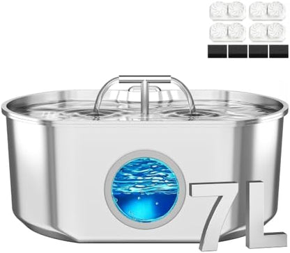 Cat Water Fountain Stainless Steel - 7L/236oz Cat Drinking Fountain