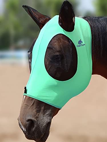 Mask Tech 5 Pieces Horse Fly Masks with Ears, Stretchy Elastic Mesh Fly Masks, 3D Eye Clearance, UV Protection-Large,Combo 25