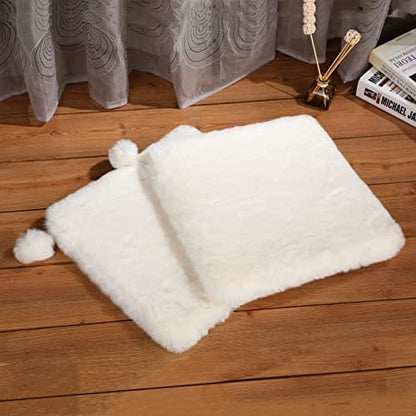 SHENGOCASE 2-Pack 10.6"x10.6" Square Faux Rabbit Fur Cat Dog Bed Cushion Pad Mat, Cat Tree Tower Replacement Cushion Pad for Window Perch Carrier House Cage Crate Kennel Furniture