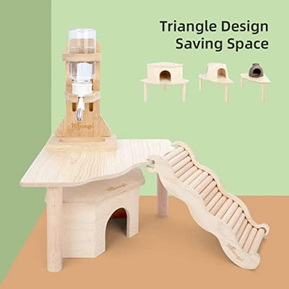 Niteangel Hamster Play Wooden Platform: Triangle - 9" L x 9" W - 6.3" H