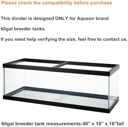 Acrylic Aquarium Divider Kit 5.5/10 / 20L / 20H / 29 / 40B / 55/75 / 125gal Fish Tank with Suction Cups (60gal Breeder)