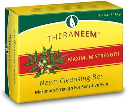 TheraNeem Neem Oil Cleansing Soap Bar for Sensitive Skin, 4.5 oz