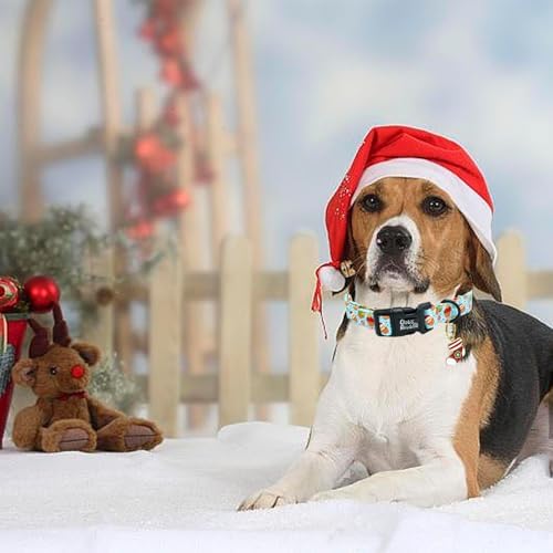 Dog Collars - Christmas Pet Collar with Santa Claus Print, Durable & Cute, Soft & Adjustable, Gift for Medium Dogs