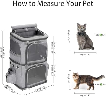 HOVONO Double-Compartment Cat Backpack Carrier for Mulit-Cat Families