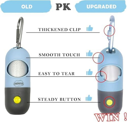 YUCHIYA Dog Poop Bag Holder Dispenser with LED Flashlight(Blue)