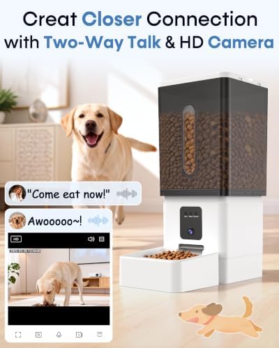 Large Dog Automatic Feeder: 12L/50 Cups Food Capacity, HD 1080P Camera