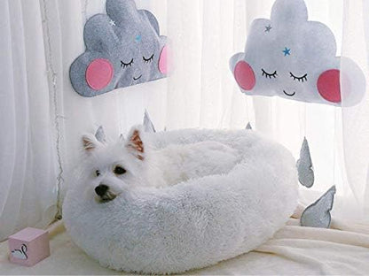 Dog Bed for Small Dogs & Cats, 24 Inch Medium Fluffy Washable Donut Bed