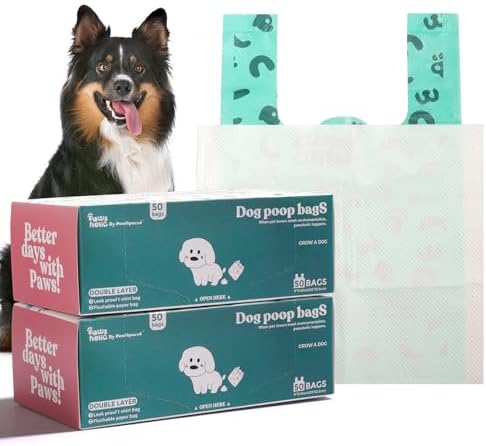 2-Ply Dog Poop Bags with Paper Towels-100 Pieces-Ultra Thick and Leakproof Pet Waste Pick-up Bags-no more warm & yuck feeling