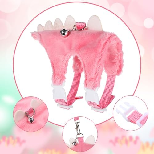 Ferret Harness and Leash Set Small Animals Vest Harness with Safe Bell Dinosaur Shaped Leash Set for Baby Rabbit Guinea Pig Teacup Chihuahua Mouse and Other Small Pet (Pink)