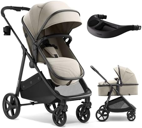 Mompush Wiz 2-in-1 Bassinet Stroller with Snack Tray, Reversible Seat