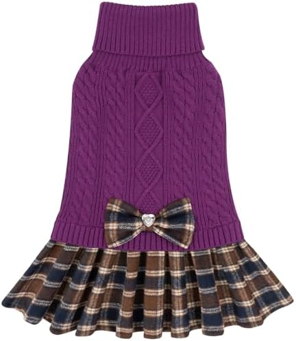 KYEESE Dog Sweater Dress for Small Medium Dogs Turtleneck Thick Knit