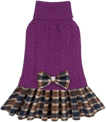 KYEESE Dog Sweater Dress for Small Medium Dogs Turtleneck Thick Knit