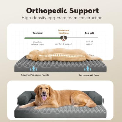 MEKIY XXL Orthopedic Waterproof Dog Bed with Bolster for Extra Large Dogs