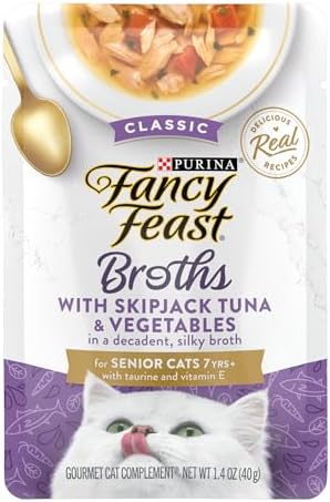 PURINA Fancy Feast Lickable Senior Wet Cat Food Broth Topper Classic - (16) 1.4 oz. Pouches