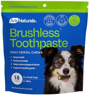 Ark Naturals Brushless Toothpaste Dog Dental Chews - Small Breeds (18 ct)