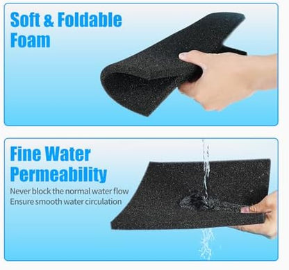 AQUANEAT 2 Pack Aquarium Bio Sponge Filter Media Pad Cut-to-Size Open Cell Foam Sheet for Fish Tank Sump (9" x 9" x 1")