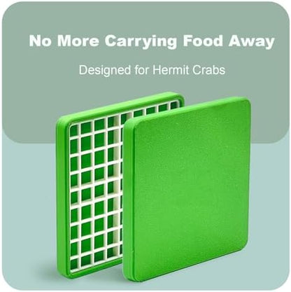 Hermit Crab Food Dish for Powdered Food, with Removable Anti-Carry Grid, No Mess Feeding Dish Prevents Food from Being Dragged Away (Dark Green, 3.9" x 3.9")