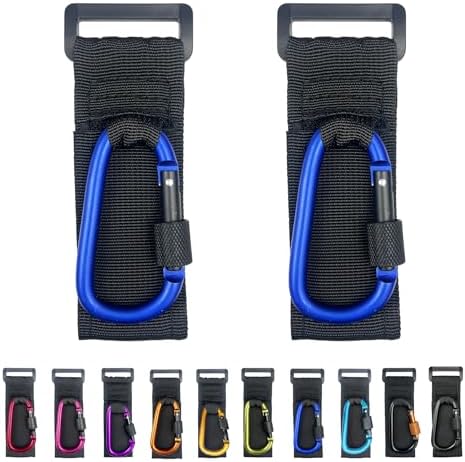 [Upgrade]Baby Stroller Hook with Locking, Carry 30 lbs per Stroller Clip, Baby Stroller Accessories & Car Seat Hook for Hanging Diaper Bag, Golf, Shopping and Pet Cart (2 Pcs + Nylon + Blue)