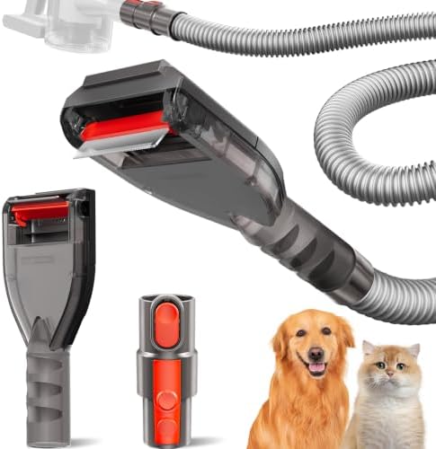 Dog Hair Vacuum Attachment for Dyson Vacuums, Pet Grooming Tool with Extension Hose and Adapter, Compatible with V6 V7 V8 V10 V11 V12 V15 Gen5 Animal Ball Upright Canister Cordless Stick Models
