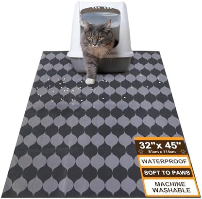 BEAUTYZOO Cat Litter Mat, 32" x 45" Large Litter Trapping Mat, Waterproof