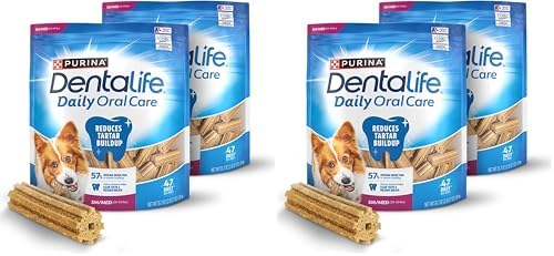 Dentalife Daily Oral Care Dog Treats for Small and Medium Dogs,Chewy Dental Treat to Freshen Breath and Fight Tartar,Chicken Flavor,35.7 oz. Each,47 Chews each/94 Total Chews-47 ct. Pouch,(Pack of 2)