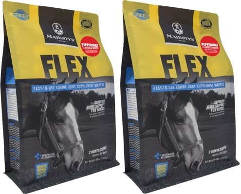 Majesty's Flex Wafers - Superior Horse/Equine Joint Support Supplement - Glucosamine, MSM, Chondroitin, Yucca, Vitamin C (Peppermint, 2 Pack (120 Count))