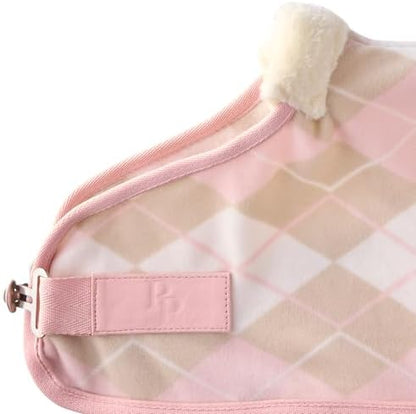 Pet Passion Preston II - The Polar Fleece Coat, Recycled Polar Fleece Warm Dog Jacket for Cold Weather for Small, Medium, Large Dogs, Pink Argyle, Small (10-25 lbs)