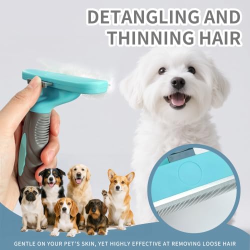 Self Cleaning Pet Shedding Brush for Long Short Haired Dogs & Cats (Small)