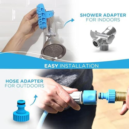 Aquapaw Dog Bath Brush Pro & Dog Shower Attachment - Large Silicone Rubber - Sprayer & Scrubber in One with 8ft Hose Attachment & Shower Wand for Bathing - Pet Bath Supplies