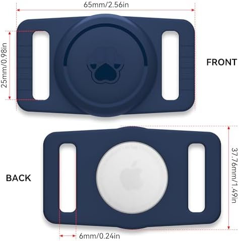 GOCII for Airtag Dog Collar Holder 2 Pack,Waterproof Dog Collar Holder for Apple AirTag(Gen 1 & 2),Silicone Air Tags Case for Dog Collars(Navy)