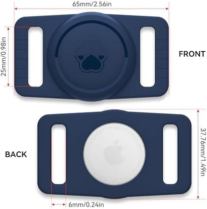 GOCII for Airtag Dog Collar Holder 2 Pack,Waterproof Dog Collar Holder for Apple AirTag(Gen 1 & 2),Silicone Air Tags Case for Dog Collars(Navy)