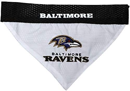 Pets First NFL DOG BANDANA - BALTIMORE RAVENS REVERSIBLE PET BANDANA. 2 Sided Sports Bandana with a PREMIUM Embroidery TEAM LOGO, Large/X-Large. - 2 Sizes & 32 NFL Teams available