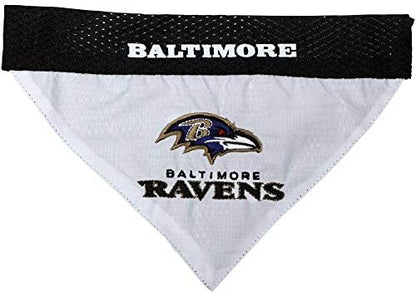 Pets First NFL DOG BANDANA - BALTIMORE RAVENS REVERSIBLE PET BANDANA. 2 Sided Sports Bandana with a PREMIUM Embroidery TEAM LOGO, Small/Medium. - 2 Sizes & 32 NFL Teams available