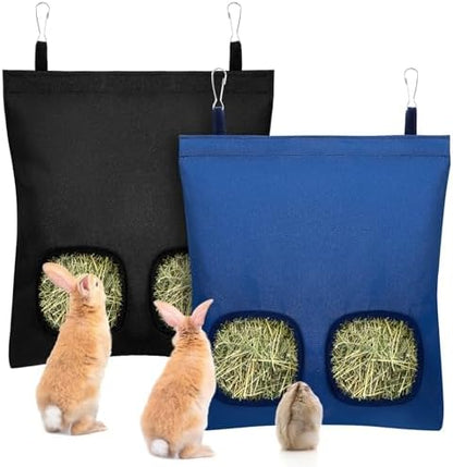UPINS 2 Pack Guinea Pig Hay Feeder Bag,Bunny Rabbit Cage Bag Hanging Holder