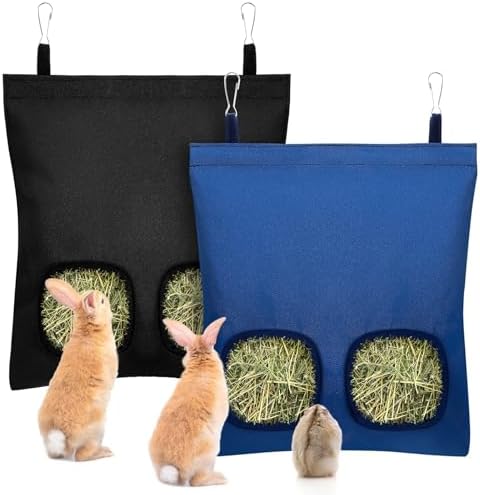 UPINS 2 Pack Guinea Pig Hay Feeder Bag,Bunny Rabbit Cage Bag Hanging Holder