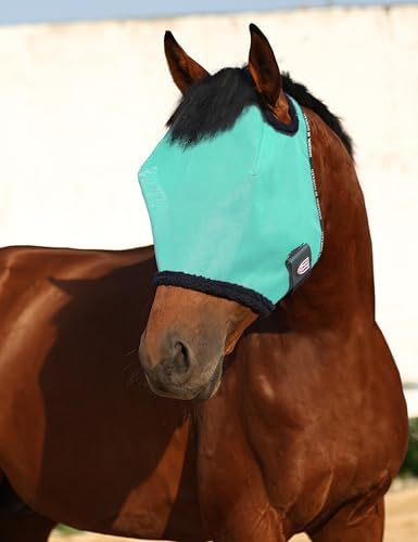 Harrison Howard All Round Mesh Horse Fly Mask UV Protective with Fleece Padded Edging Mint S