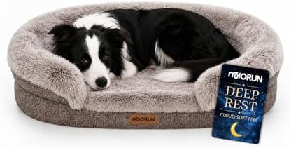 Miorun Fluffy Orthopedic Dog Beds Large Sized Dog, 40" Bolster Sofa Bed