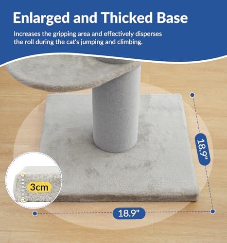 Cat Craft 43" Short Plush Cat Scratching Post with Perch & Bed, Grey