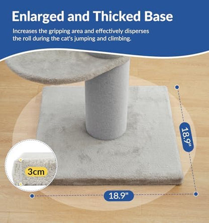 Cat Craft 43" Short Plush Cat Scratching Post with Perch & Bed, Grey
