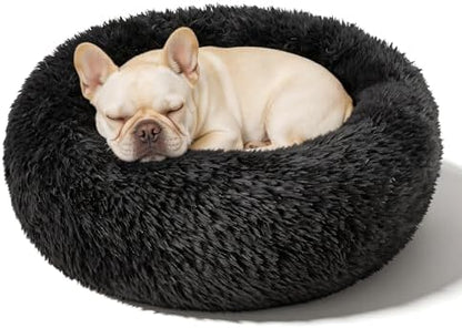 Small Dog Calming Beds Donut Washable Round Puppy Cat Bed Anxiety Dog Bed