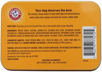 Arm & Hammer Tartar Control Dental Mints for Dogs, Beef Flavor, 40 Ct, 2-Pk