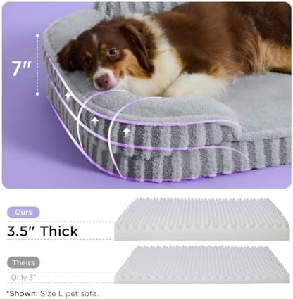 LE SURE Cute Cozy High Back Orthopedic Small Dog Bed with Sides, 24" Beige