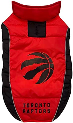 NBA Toronto Raptors Puffer Vest for Dogs & Cats, Size Small. Warm, Cozy, and Waterproof Dog Coat, for Small and Large Dogs/Cats. Best NBA Licensed PET Warming Sports Jacket