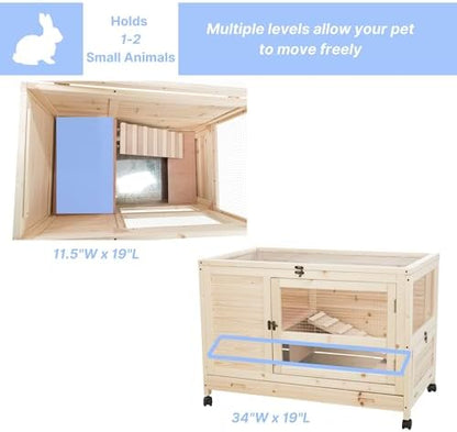 TRIXIE Natura X-Small Indoor Rabbit Hutch, Pet House for Rabbits and Guinea Pigs, Bunny Cage on Wheels, Pull Out Tray