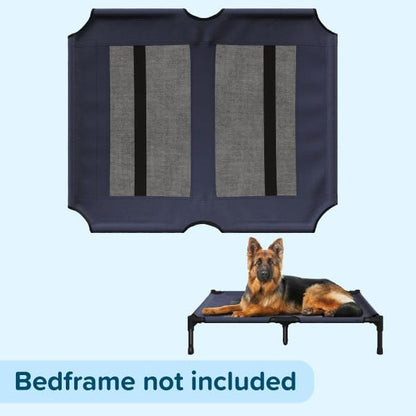Elevated Dog Bed Cover - 36x30-Inch Replacement Pet Bed Cover with Mesh Panel - for Indoor/Outdoor Use - Dog Cot Not Included by PETMAKER (Blue)