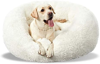 Washable Dog Round Bed - XLarge Donut Dog Bed, Comfy Calming Cuddler