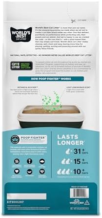 World's Best Cat Litter Poop Fighter, Urine & Poop Odor Defense, 8 lb Bag