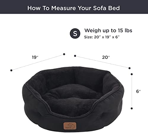 Bedsure Small Dog Bed Washable,Round Cat Beds for Indoor Cats,20in Black