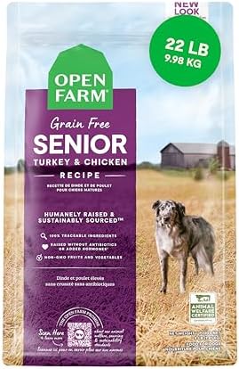 Open Farm Grain Free Dry Dog Food, Senior Dog Kibble, 22lb Bag